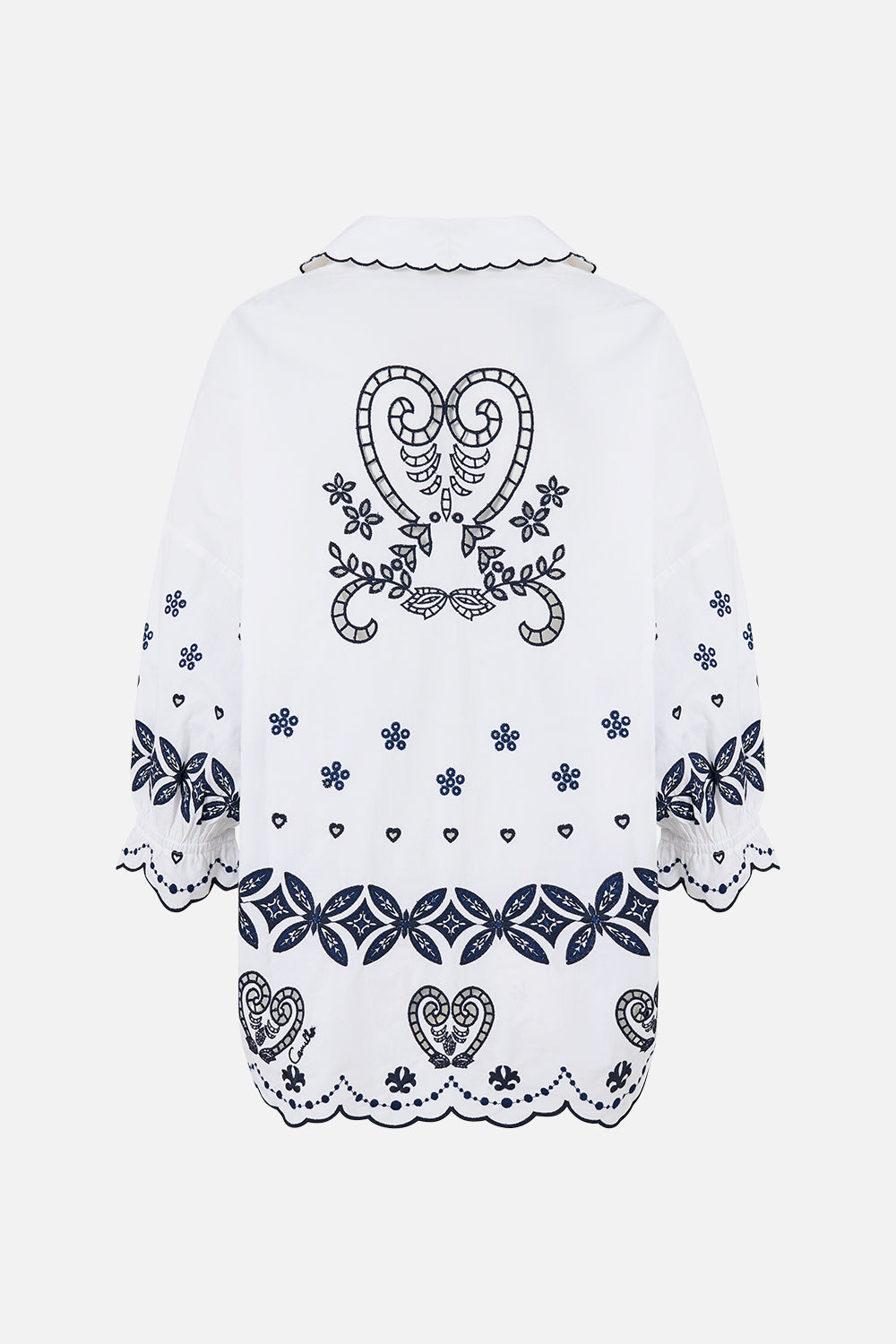 The CAMILLA LONG SILK CRINKLE CHIFFON SCARF THE SAPPHIRE SERPENT in our  print.