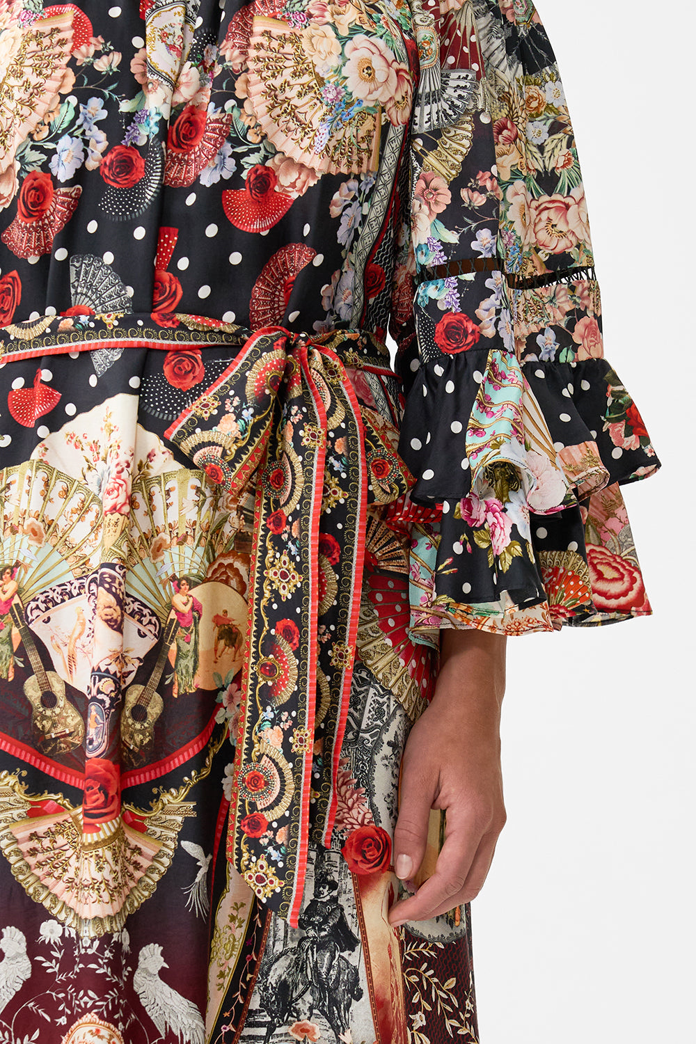 OFF SHOULDER MIDI DRESS WITH FRILL SLEEVE DAUGHTERS OF DUENDE