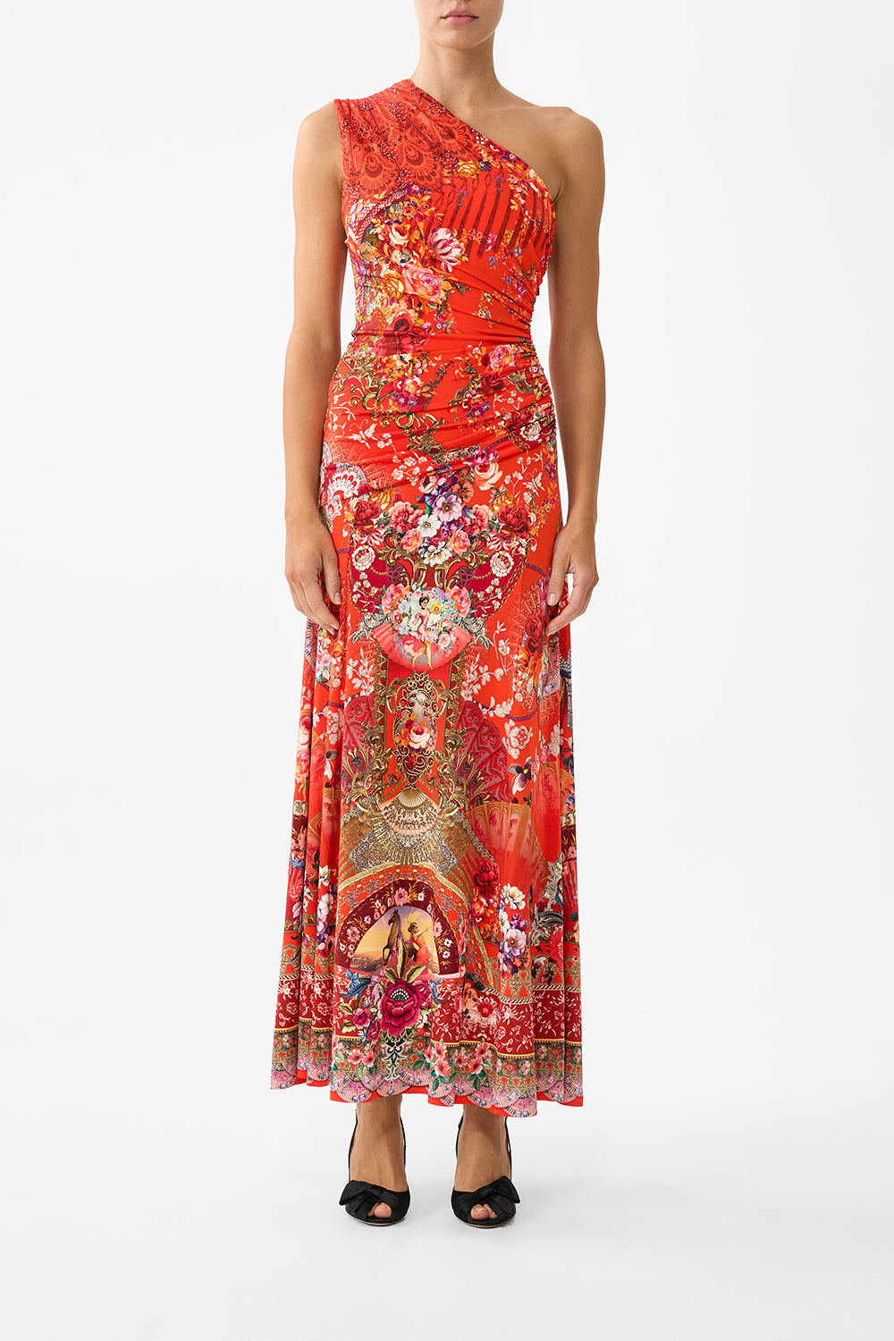 GATHERED JERSEY ONE SHOULDER DRESS OLÉ OLÉ