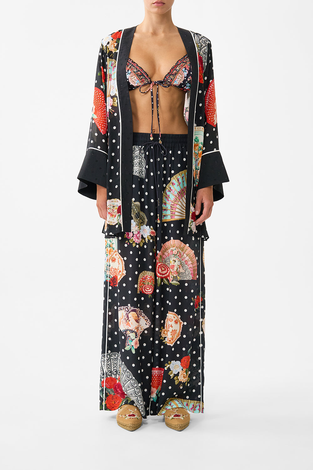 The CAMILLA FULL LENGTH WIDE LEG TROUSER THE HUM OF THE ALHAMBRA in our  print.