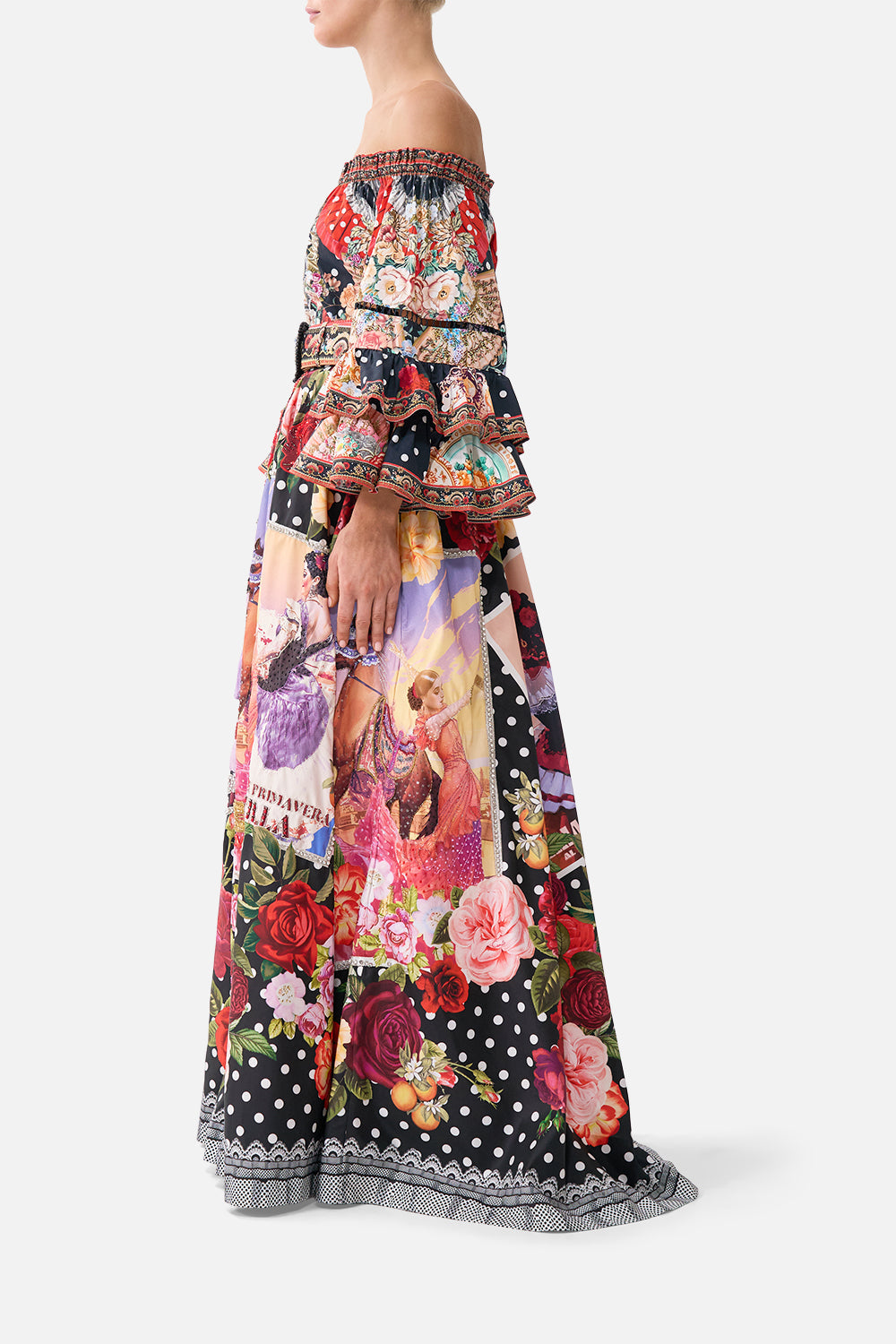The CAMILLA WIDE LEG WAISTED PANT TORERO LIBERTINE in our  print.