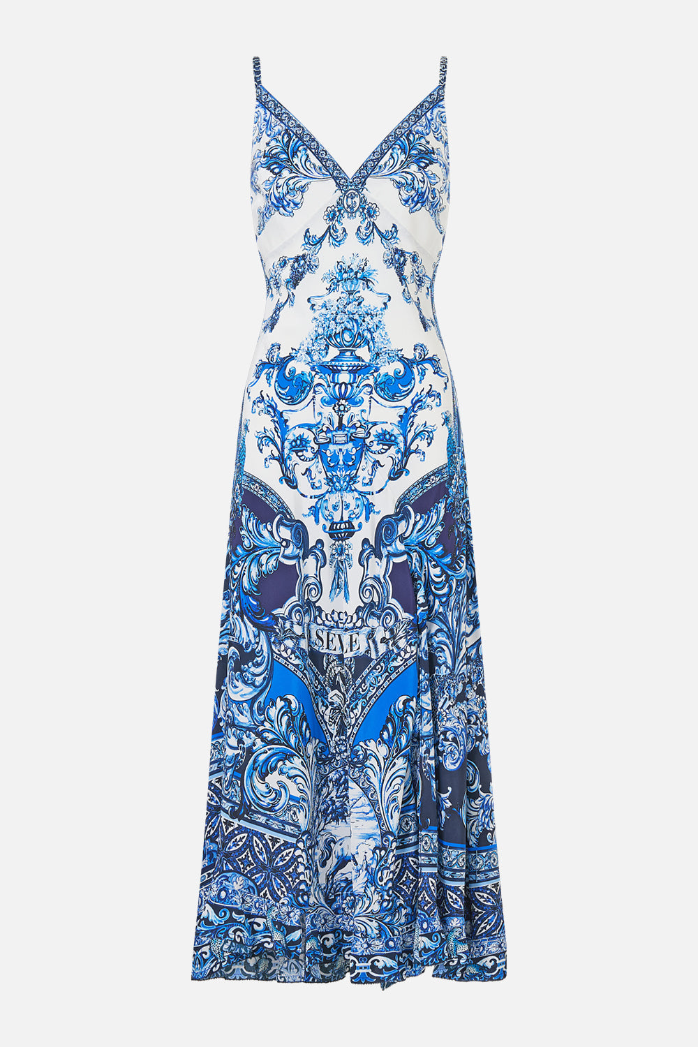 The CAMILLA V NECK FLARED JUMPSUIT LIVIN LA VIDA ROSA in our  print.