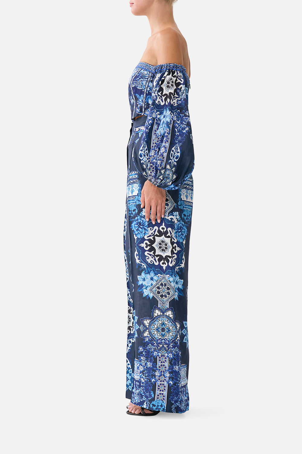 TAILORED PANT WITH WAIST BUTTON DETAIL A TILED WONDERLAND