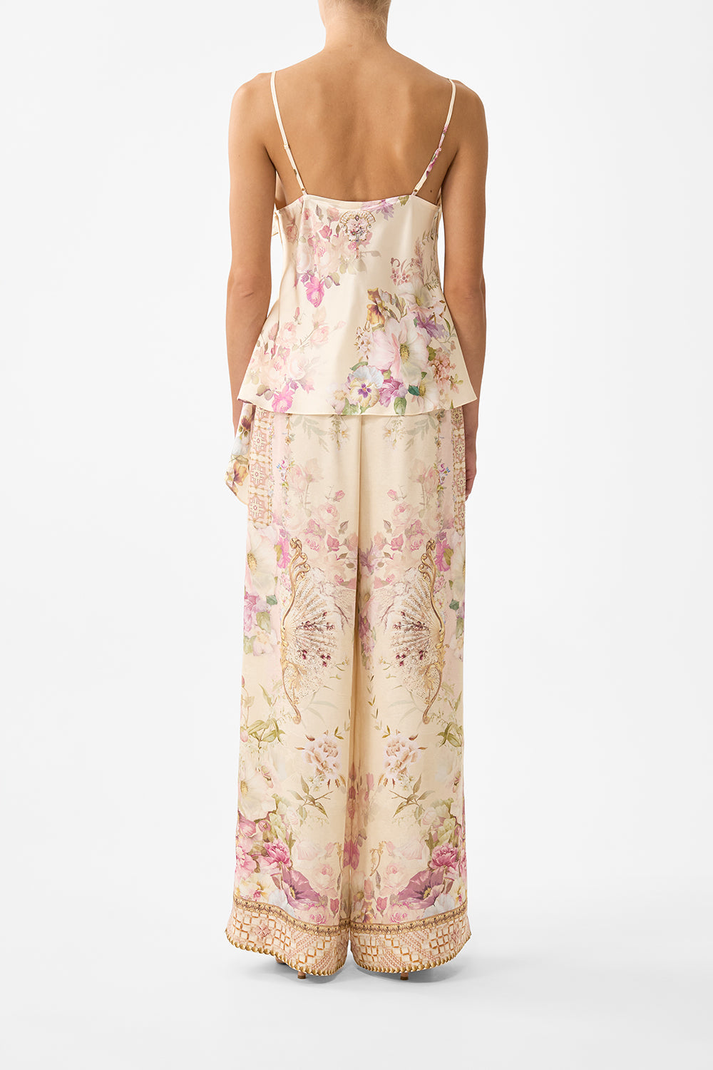 The CAMILLA CROPPED WIDE LEG PANEL PANT ESPAÑA NIRVANA in our  print.