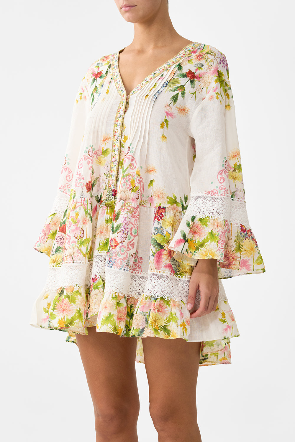 V NECK TIERED DRESS THE CALL OF CATALONIA