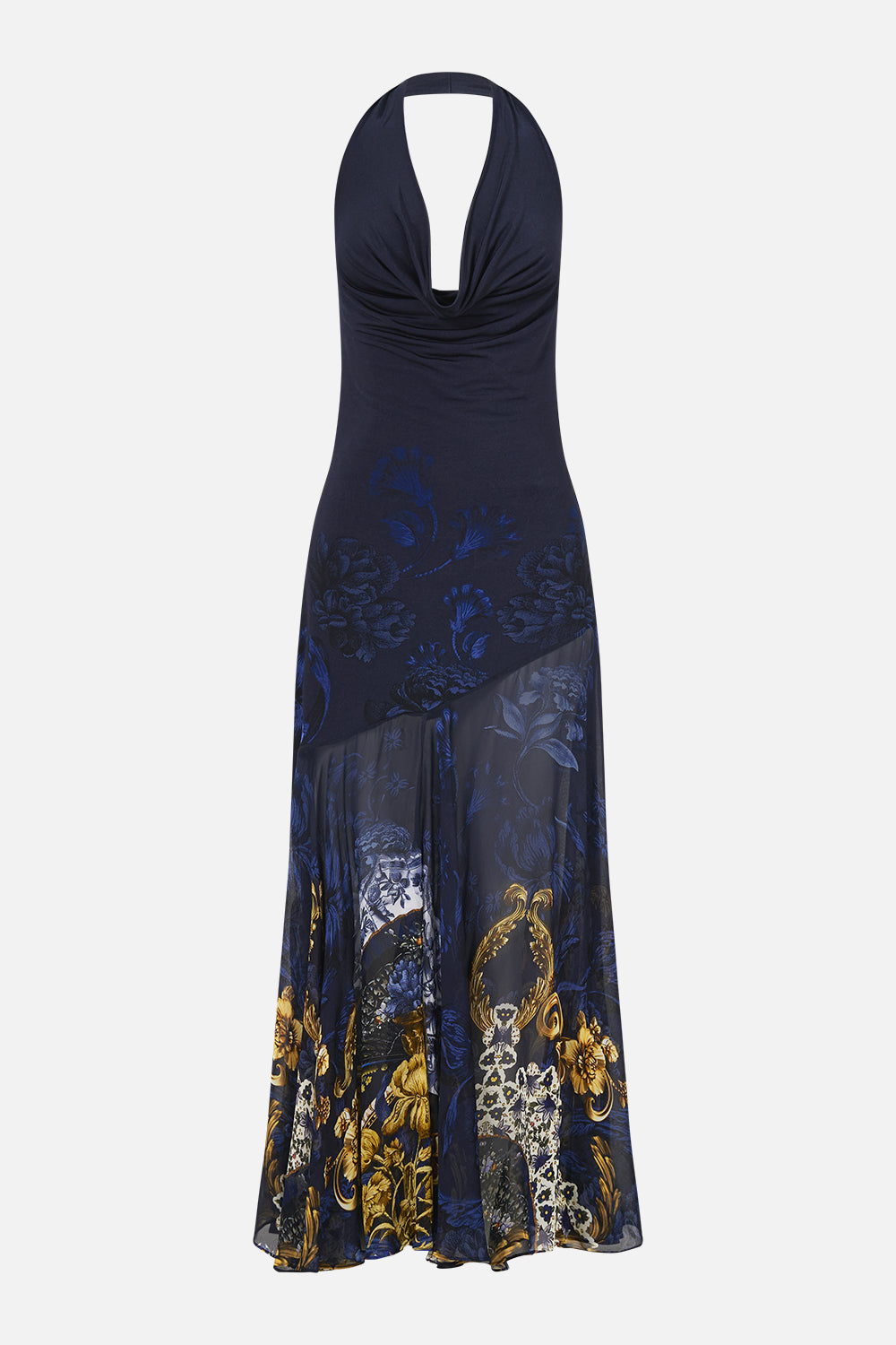 The CAMILLA SHAPED WAISTBAND DRESS WITH FLUTTER SLEEVES ESPAÑA NIRVANA in our  print.