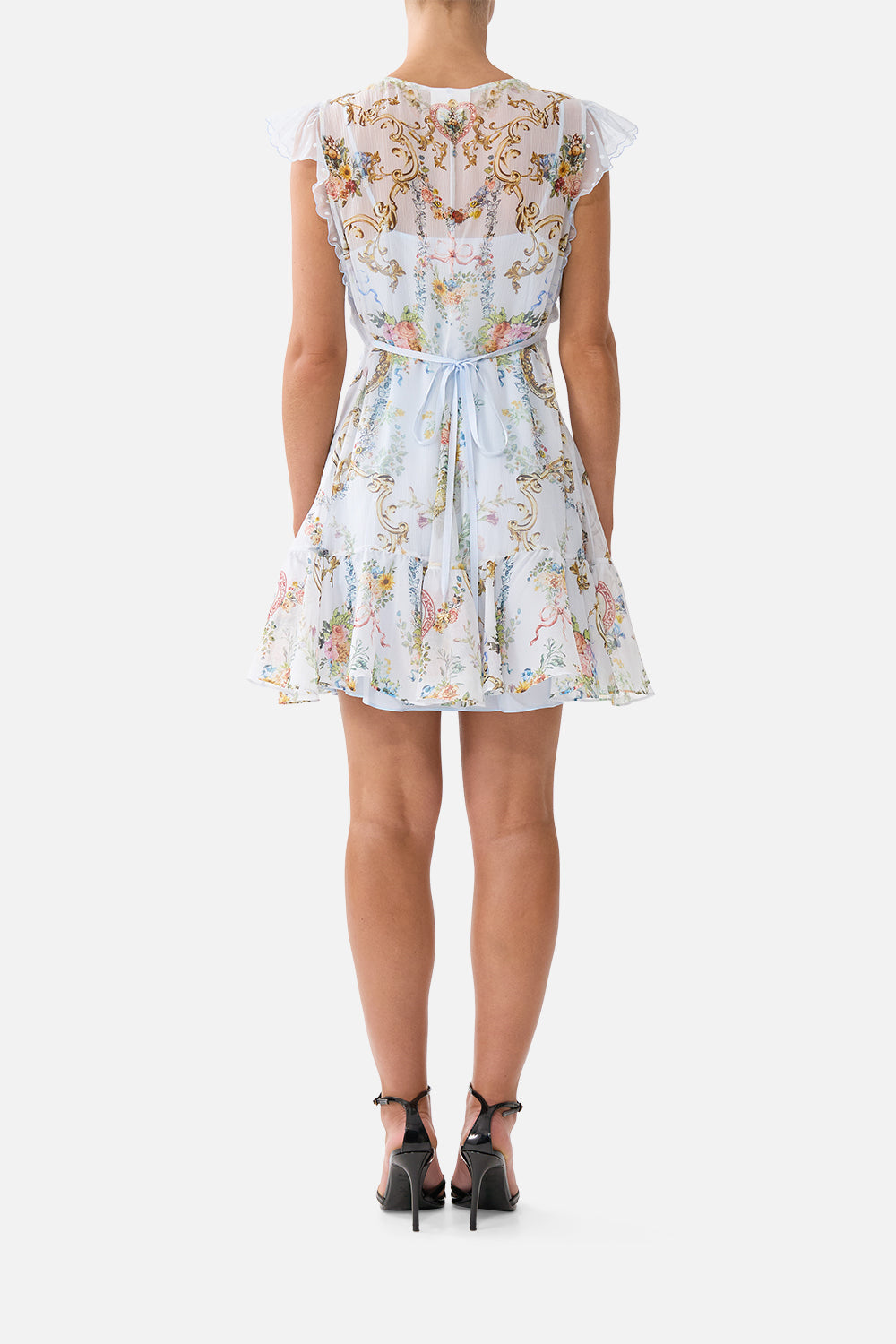 The CAMILLA TIERED SHORT DRESS WITH SHOULDER TIES DAUGHTERS OF DUENDE in our  print.