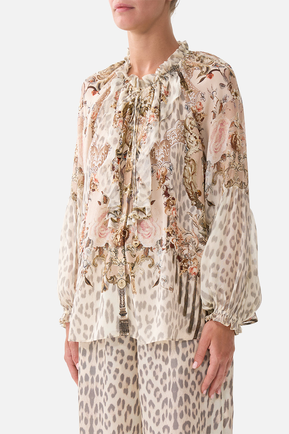 RAGLAN BLOUSE WITH FRONT RUFFLE ARANJUEZ ANIMALIA