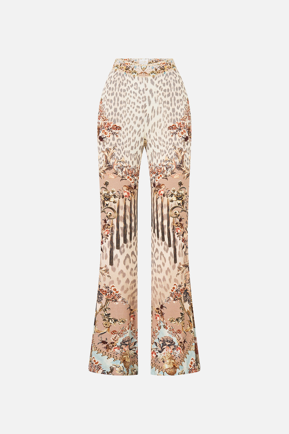 The CAMILLA AMANDA TAURUS RISING HARDWARE FLARE JEAN DENIM in our DENIM print.