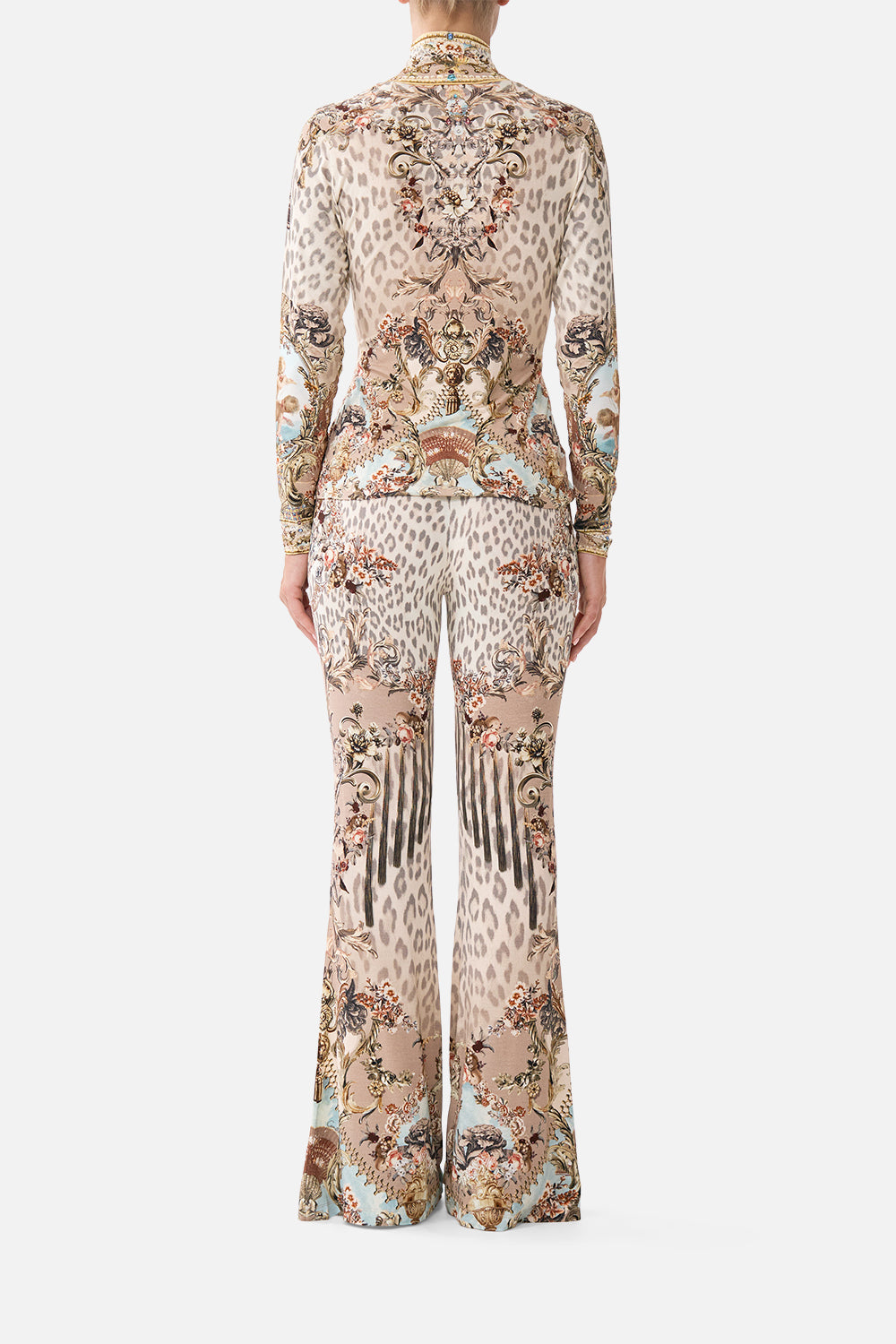 The CAMILLA MINIMAL WIDE LEG PANT A TILED WONDERLAND in our  print.