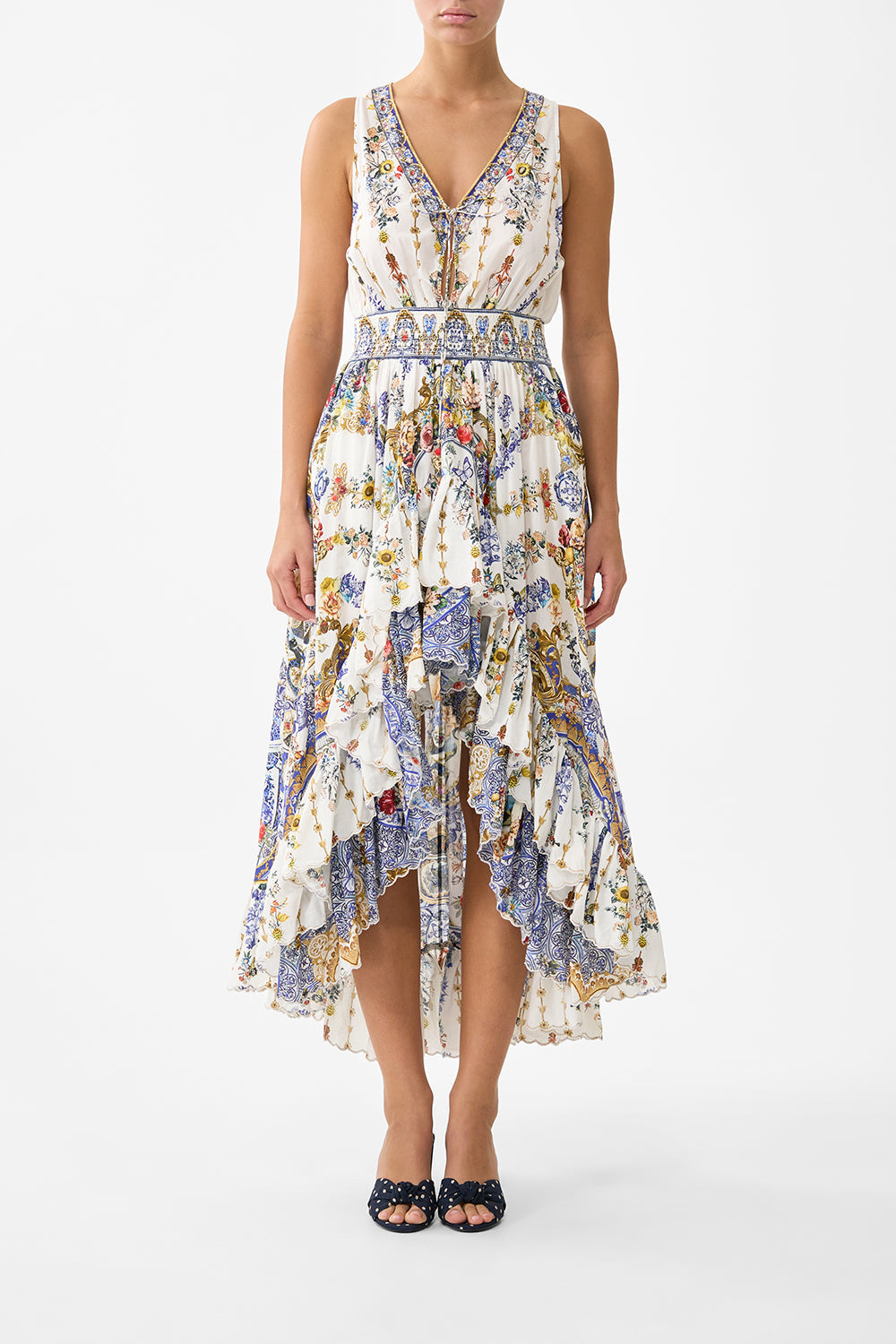 V NECKLINE HIGH LOW DRESS THE POTTERY PARLOUR
