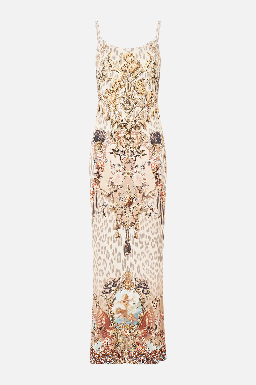 The CAMILLA DEEP V MINI DRESS WITH TIES A TILED WONDERLAND in our  print.