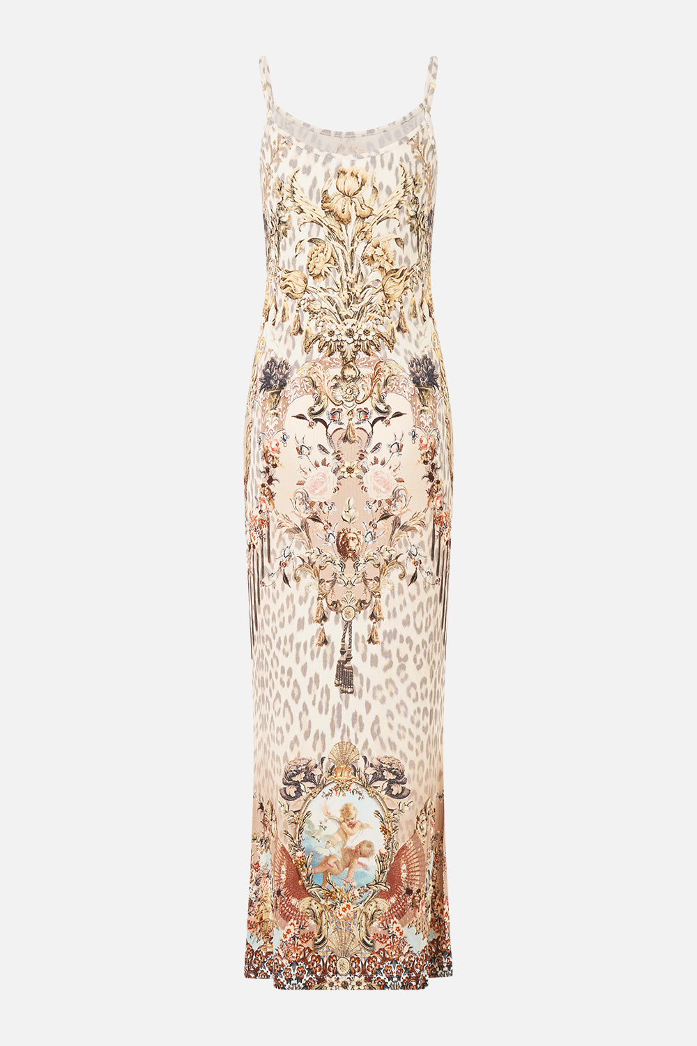 The CAMILLA DEEP V MINI DRESS WITH TIES A TILED WONDERLAND in our  print.
