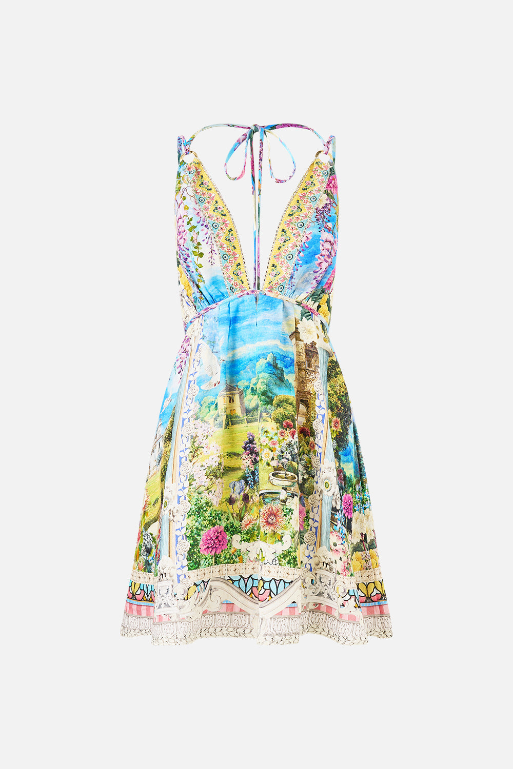 The CAMILLA CROP BLOUSON JACKET A TILED WONDERLAND in our  print.