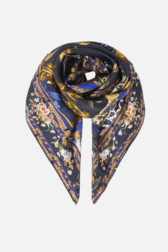 LARGE CRYSTALLED SILK SQUARE SCARF NOTES FROM THE BLUE ROOM