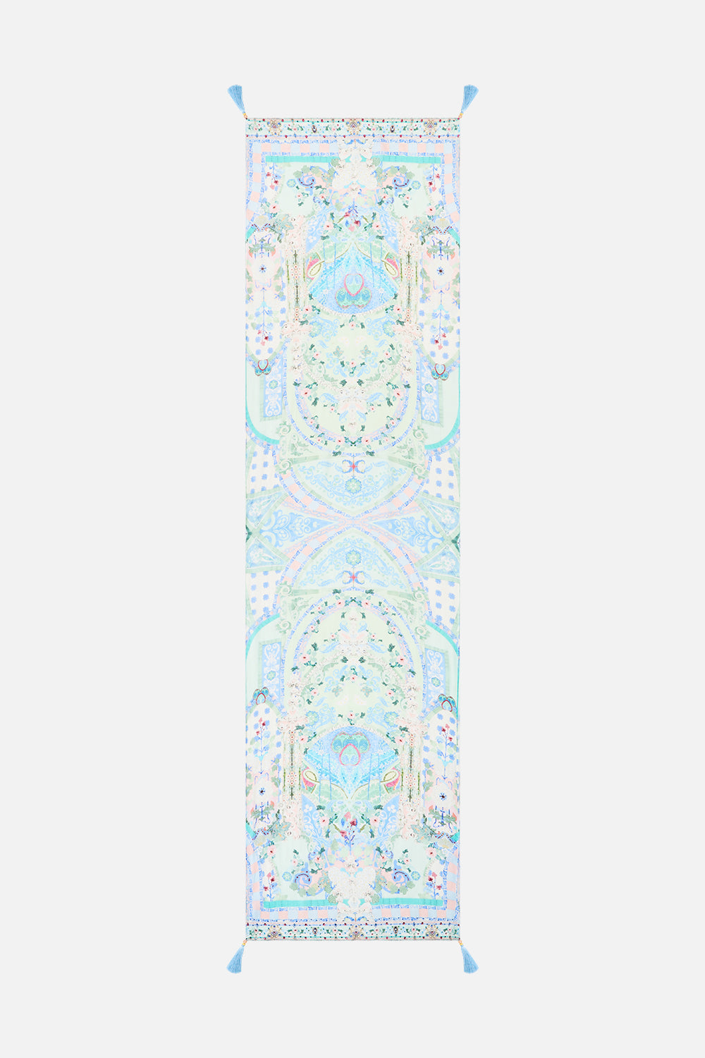 The CAMILLA HALTER JERSEY DRESS WITH TIERED SKIRT SEVILLIAN STYLE in our  print.