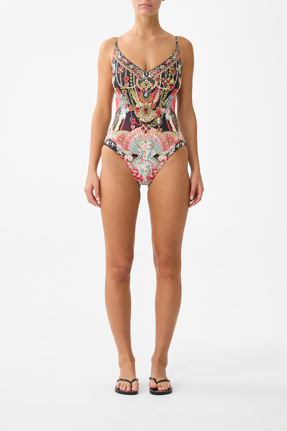 The CAMILLA MIRAY WEDGE MULE MEET ME IN MALLORCA in our  print.