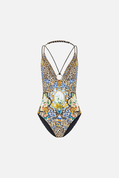 MULTI STRAP HALTER TRI ONE PIECE WITH TRIM SEVILLIAN STYLE