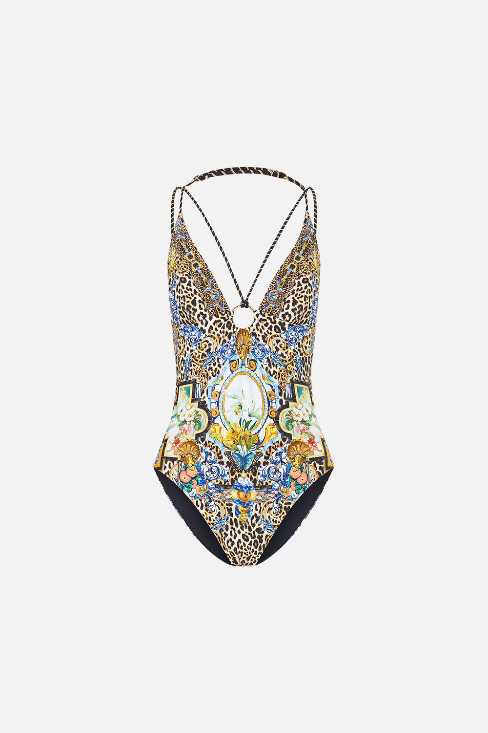 MULTI STRAP HALTER TRI ONE PIECE WITH TRIM SEVILLIAN STYLE