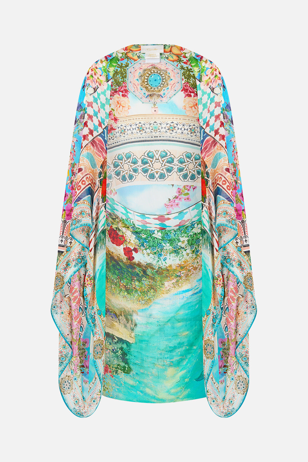 The CAMILLA BUTTON FRONT HALTER PLAYSUIT BALEARIC BEBÉ in our  print.