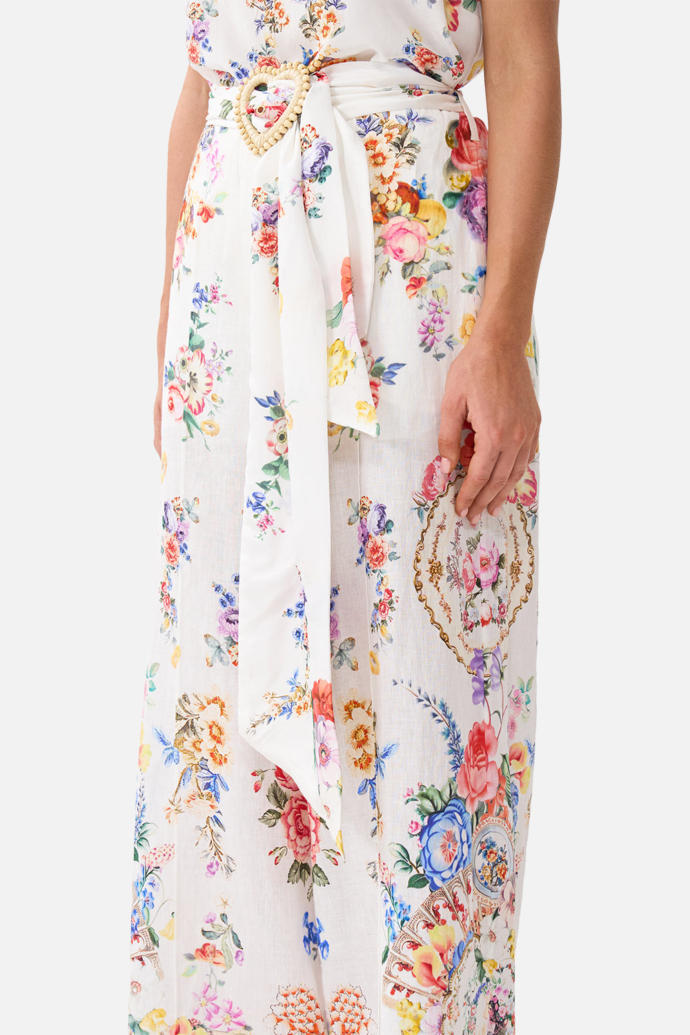 The CAMILLA GATHER WAIST SHORT DRESS CERAMIC PANORAMIC in our CERAMIC PANORAMIC print.