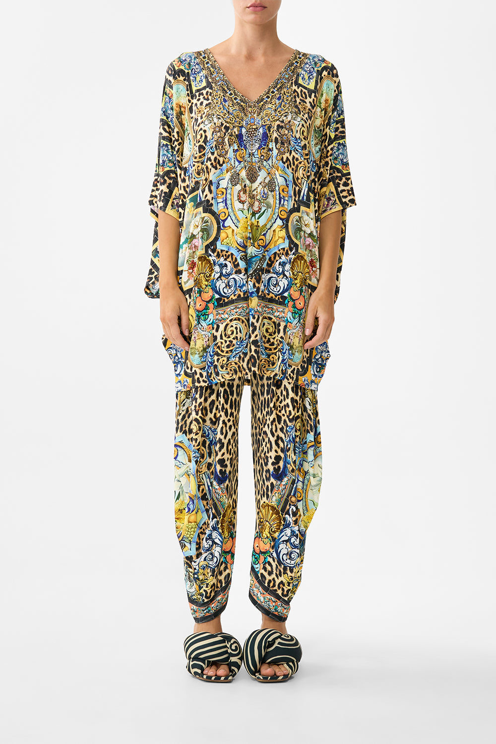 The CAMILLA LONG SLEEVE OVERSIZED SHIRT MAGIC OF THE MERCADO in our  print.