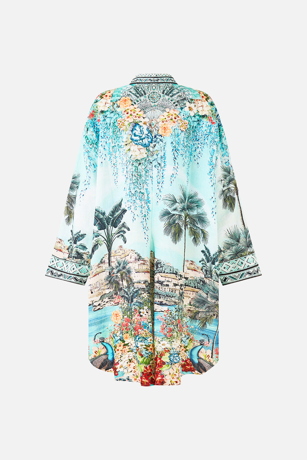 The CAMILLA relaxed high low shirt dress in our print Balearic Bebé.
