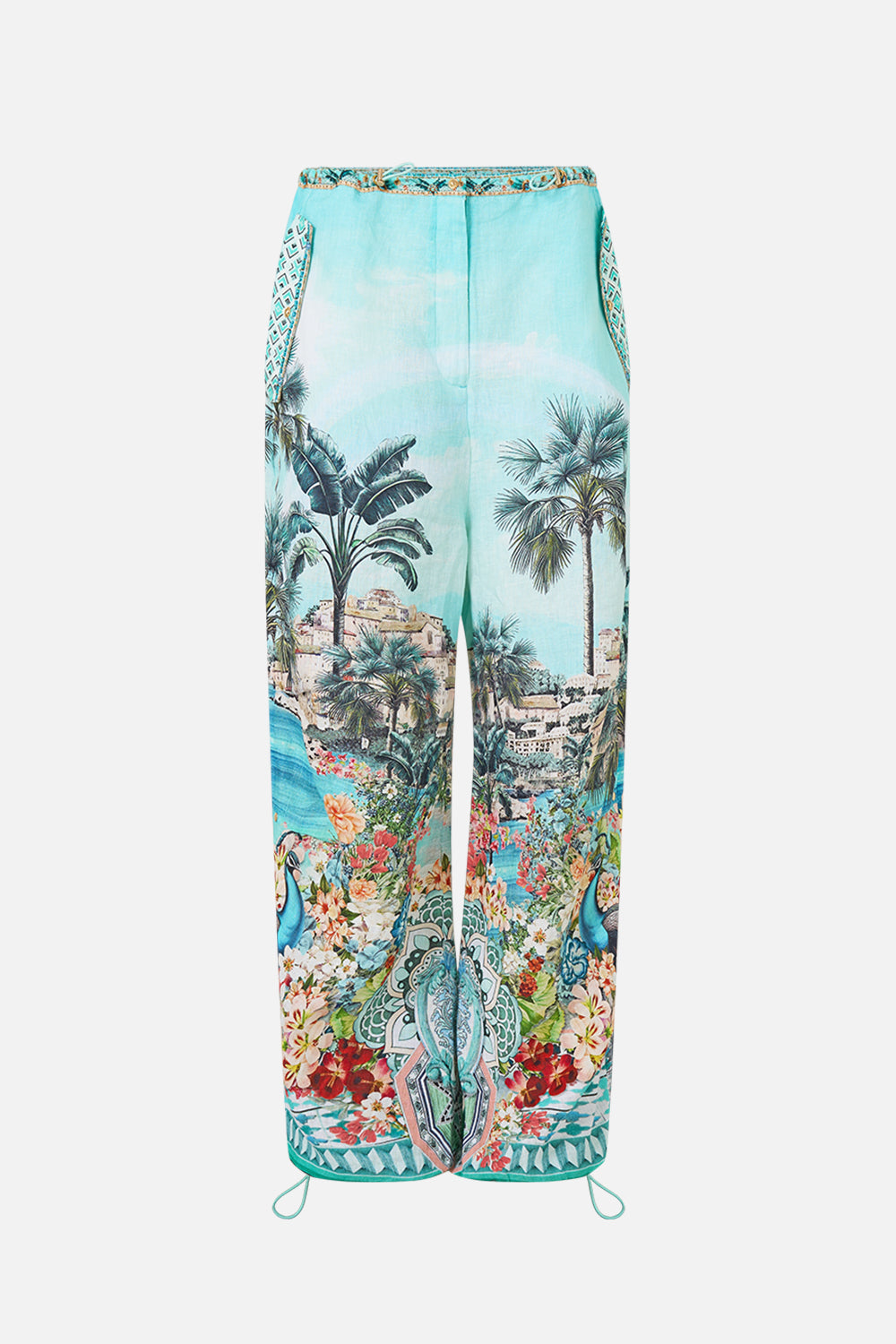 The CAMILLA KIMONO SLEEVE DRESS WITH SHIRRING DETAIL LACED WITH LOVE in our  print.