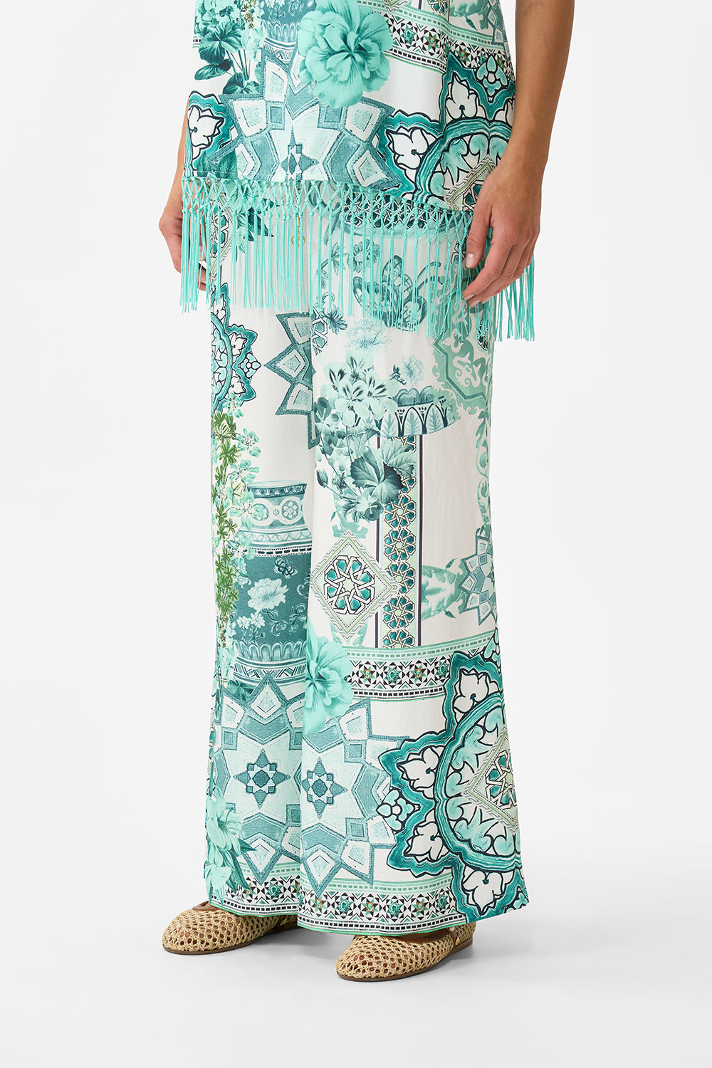 The CAMILLA TRAPEZE TIERED DRESS LACED WITH LOVE in our  print.