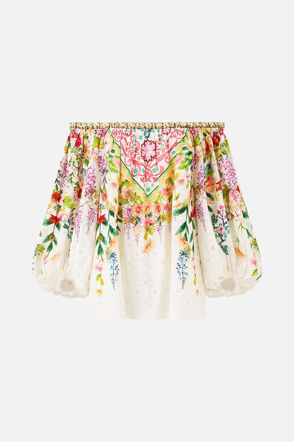 The CAMILLA DETACHABLE PUSSY BOW RAGLAN BLOUSE LIFE’S RICH TAPESTRY in our  print.