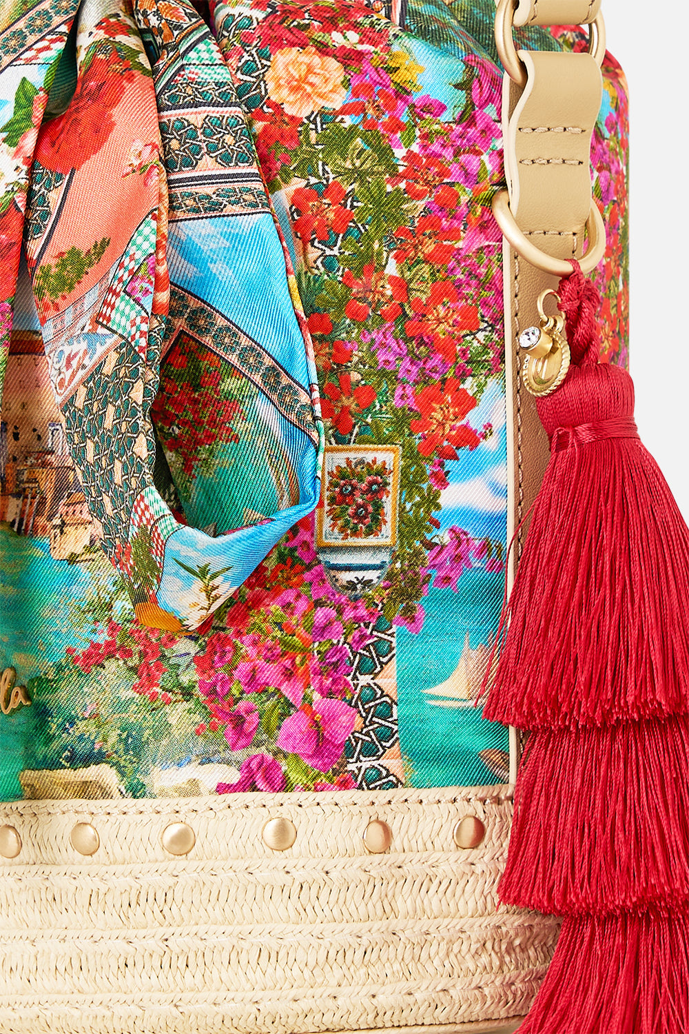 TIE TOP BUCKET BAG WITH TASSELS MEET ME IN MALLORCA