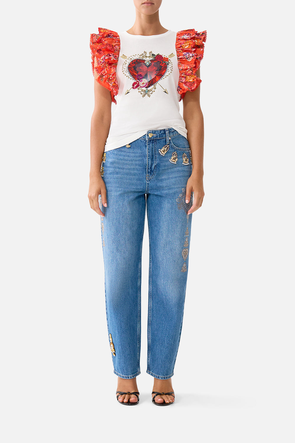 The CAMILLA LONG SLEEVED CORSET CROP TOP MUSEUM MEMOIRS in our  print.
