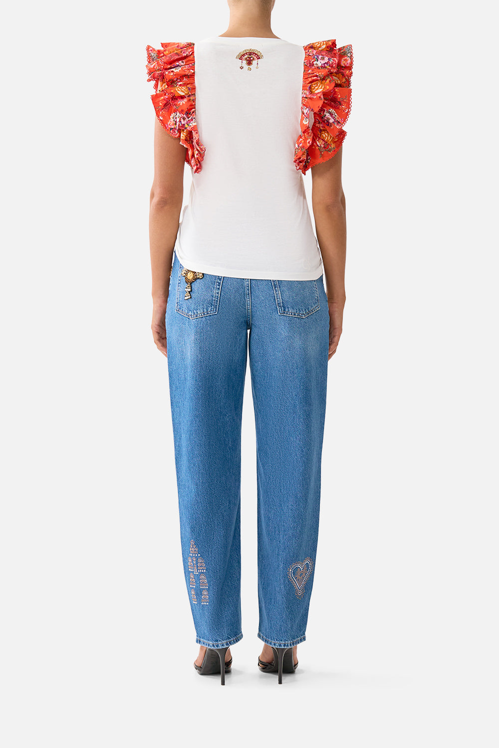 The CAMILLA LONG SLEEVED CORSET CROP TOP MUSEUM MEMOIRS in our  print.