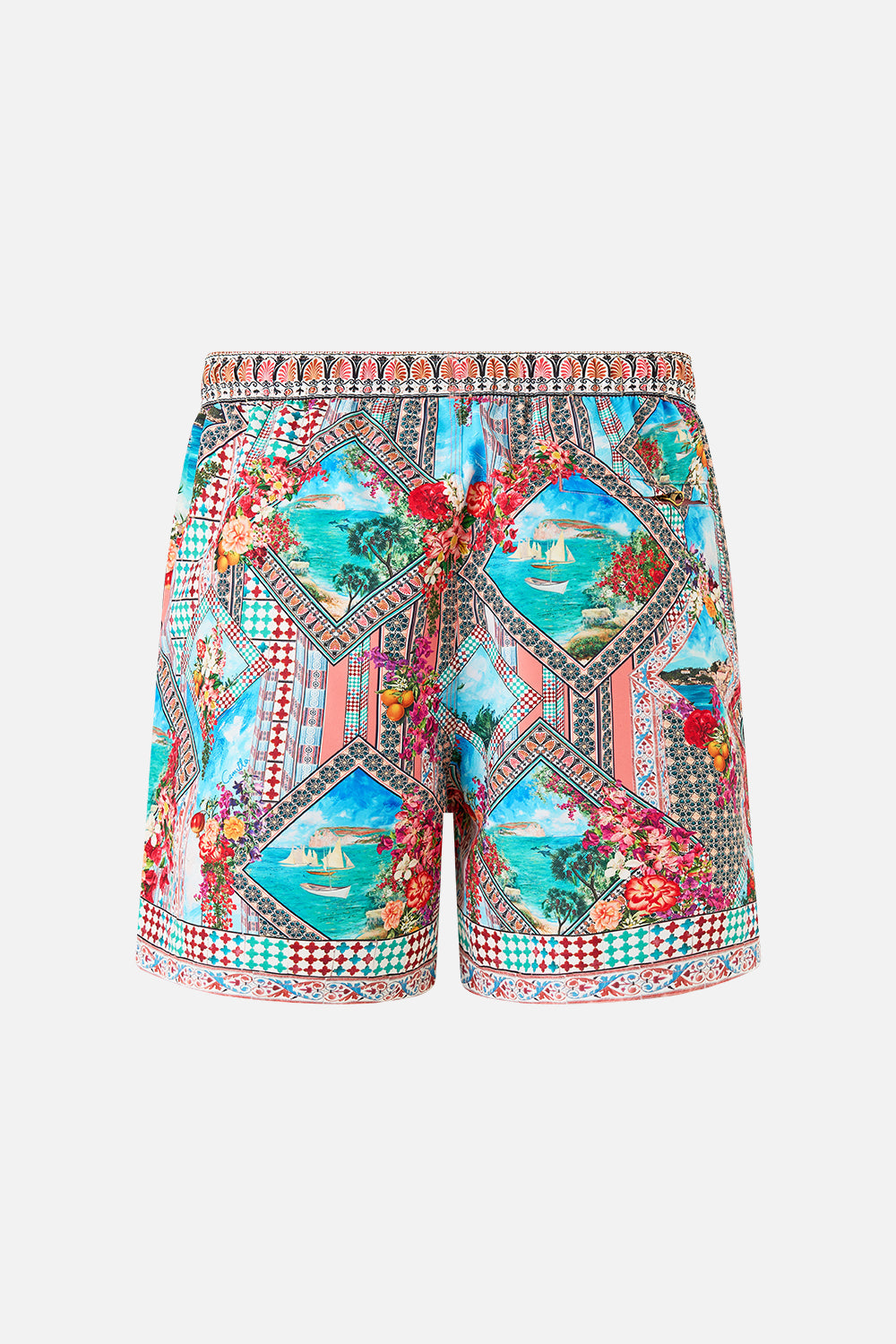 The CAMILLA CROPPED WRAP SHIRT SACROMONTE SEÑORITA in our  print.