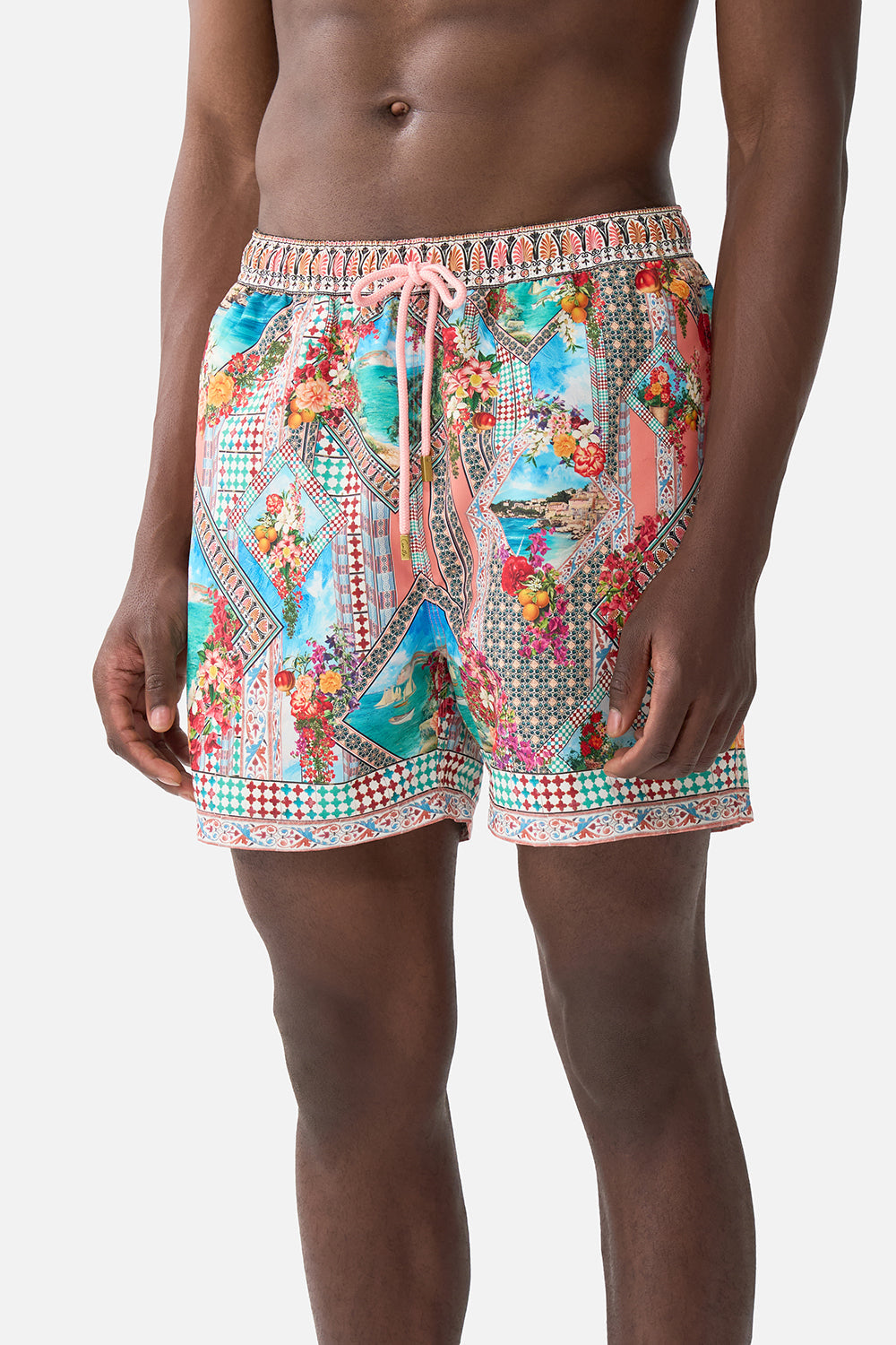 The CAMILLA CROPPED WRAP SHIRT SACROMONTE SEÑORITA in our SACROMONTE SEÑORITA print.