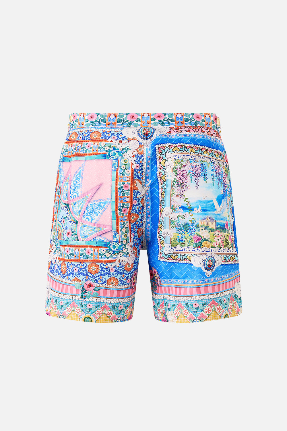 The CAMILLA SHORT LENGTH BOARDSHORT WITH ELASTIC WAIST THE PORCELAIN PARLOUR in our THE PORCELAIN PARLOUR print.