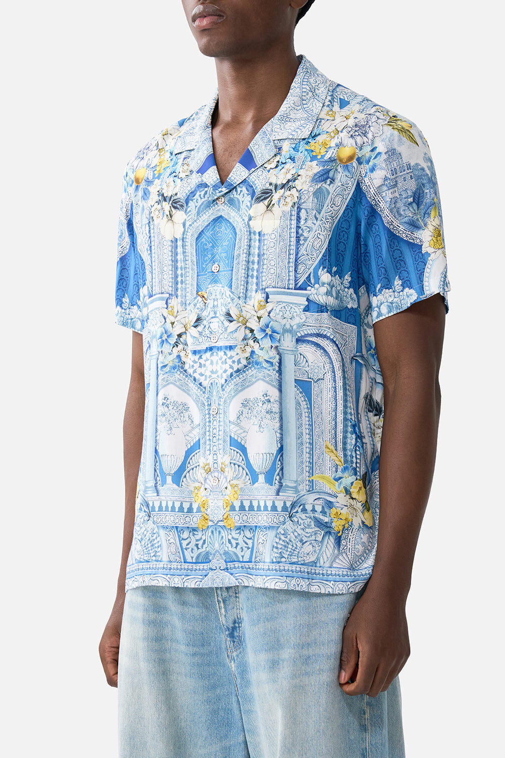 The CAMILLA BUTTON FRONT LONG DRESS LEOTIGRA LAND in our  print.