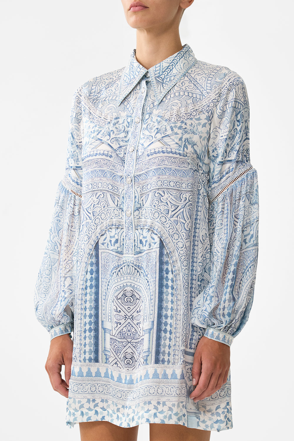 SHIRT DRESS WITH BLOUSON SLEEVE THE HUM OF THE ALHAMBRA