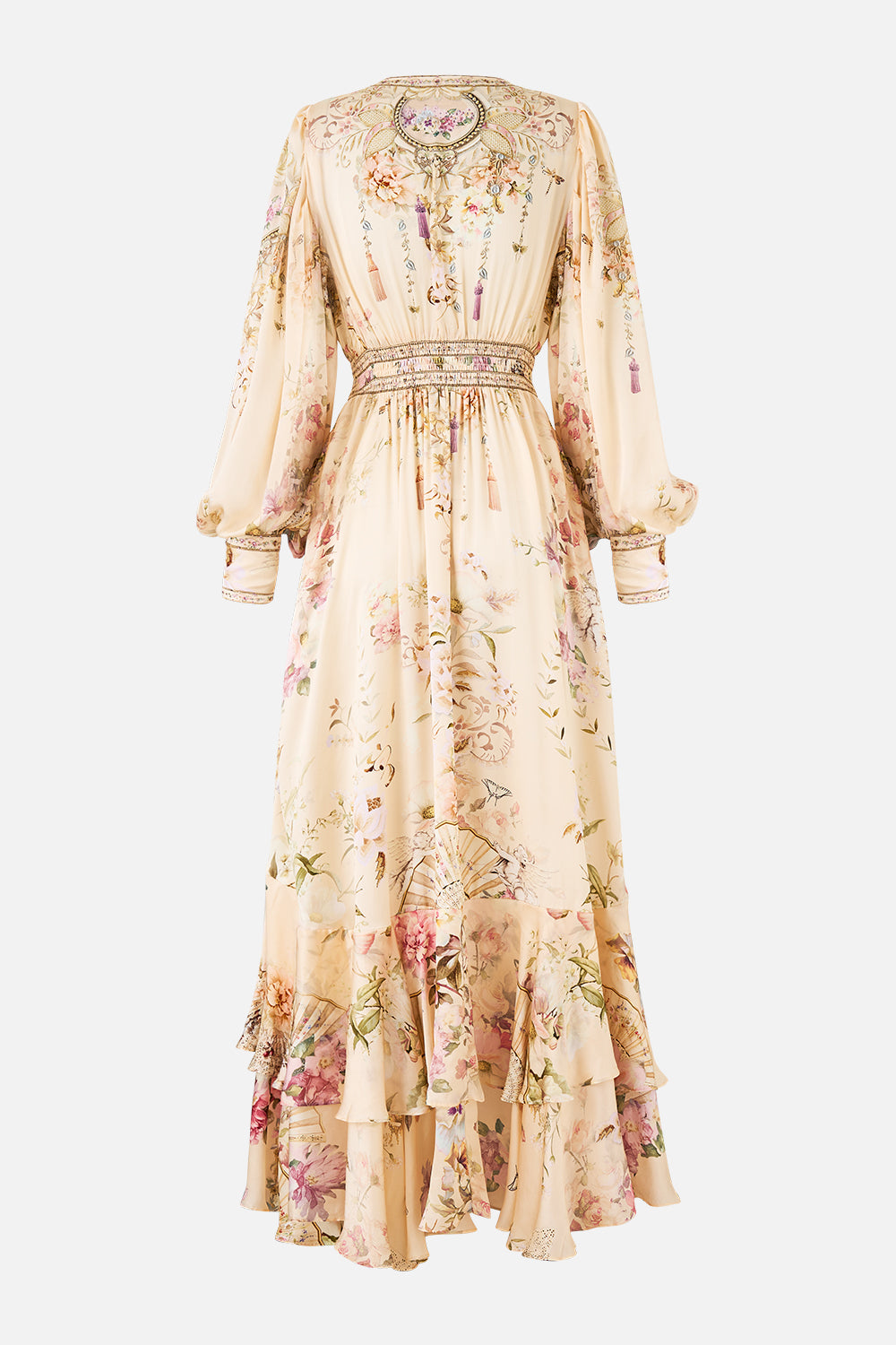 The CAMILLA BUTTON FRONT FRILL DRESS IN THE HEART OF ART in our  print.