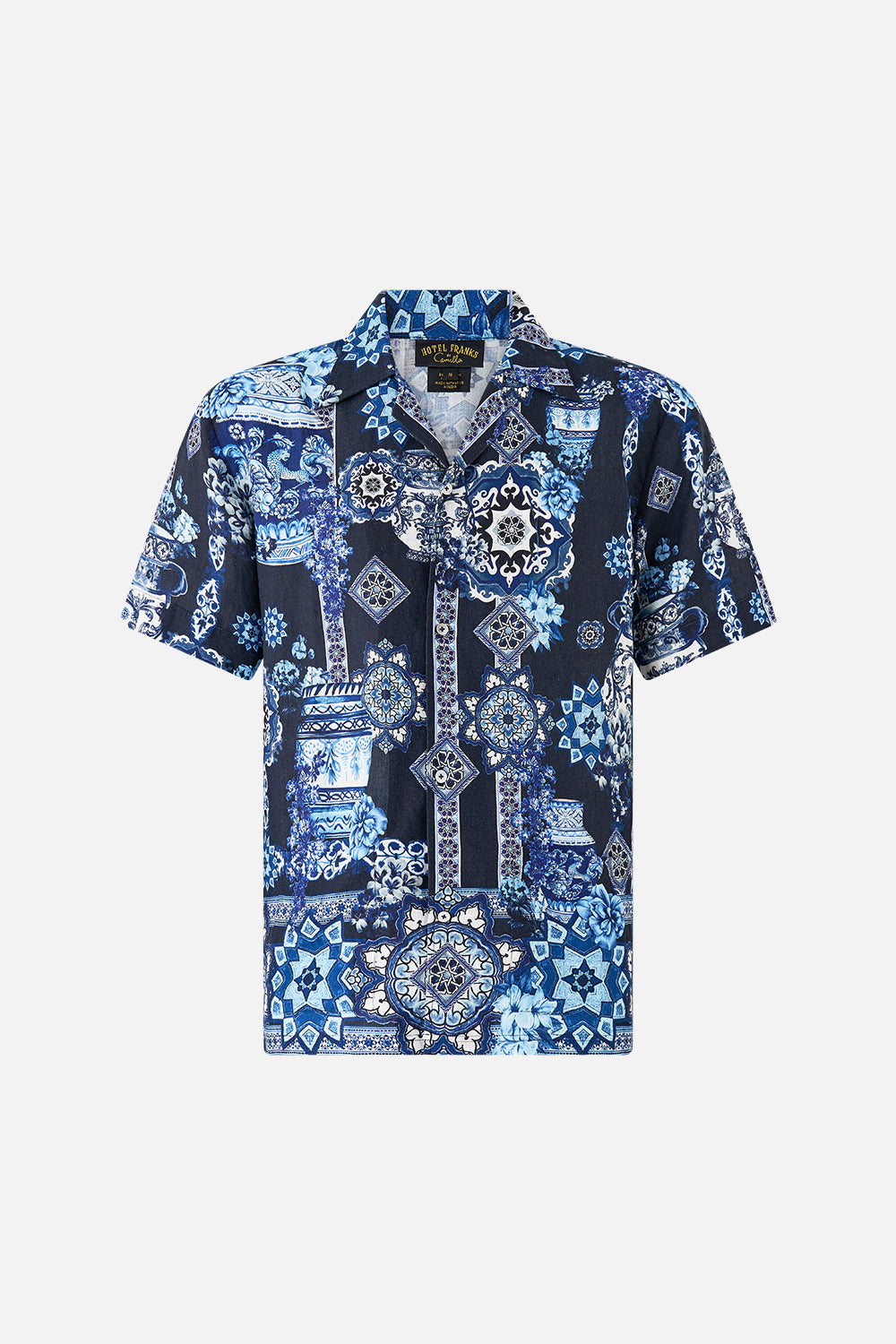The CAMILLA SHORT FLARED DRESS WITH HARDWARE HOWDY GAUDI in our  print.