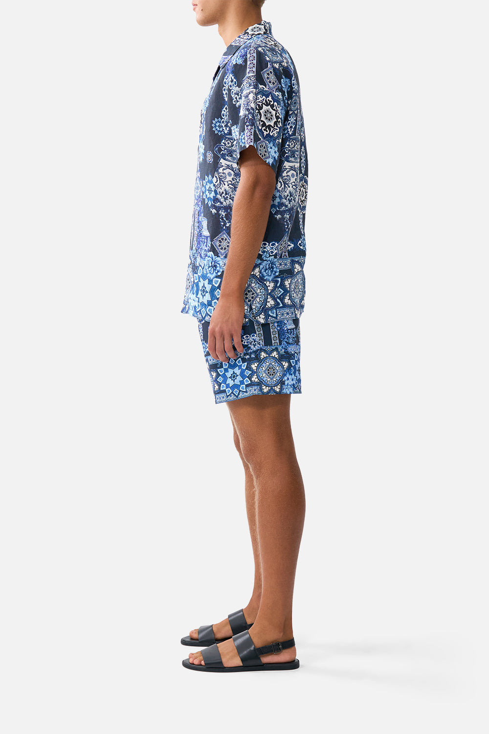 The CAMILLA SHORT FLARED DRESS WITH HARDWARE HOWDY GAUDI in our  print.