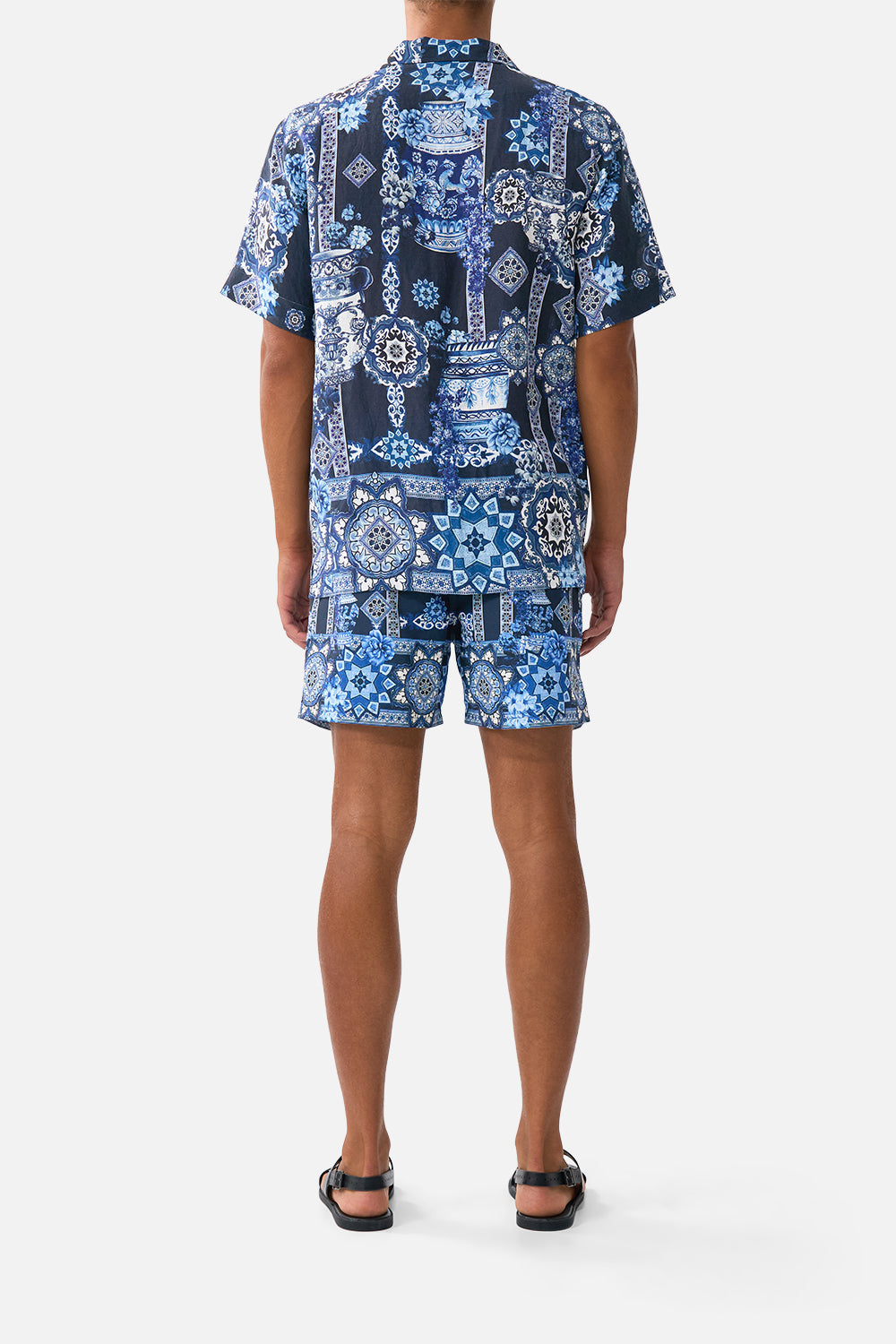 The CAMILLA SHORT FLARED DRESS WITH HARDWARE HOWDY GAUDI in our  print.