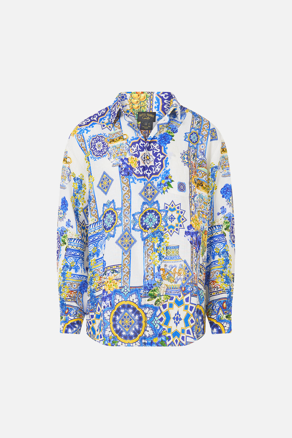 The CAMILLA V NECK ONE PIECE WITH V BACK CERAMIC PANORAMIC in our  print.