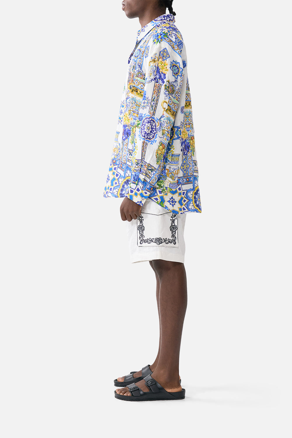 The CAMILLA V NECK ONE PIECE WITH V BACK CERAMIC PANORAMIC in our  print.