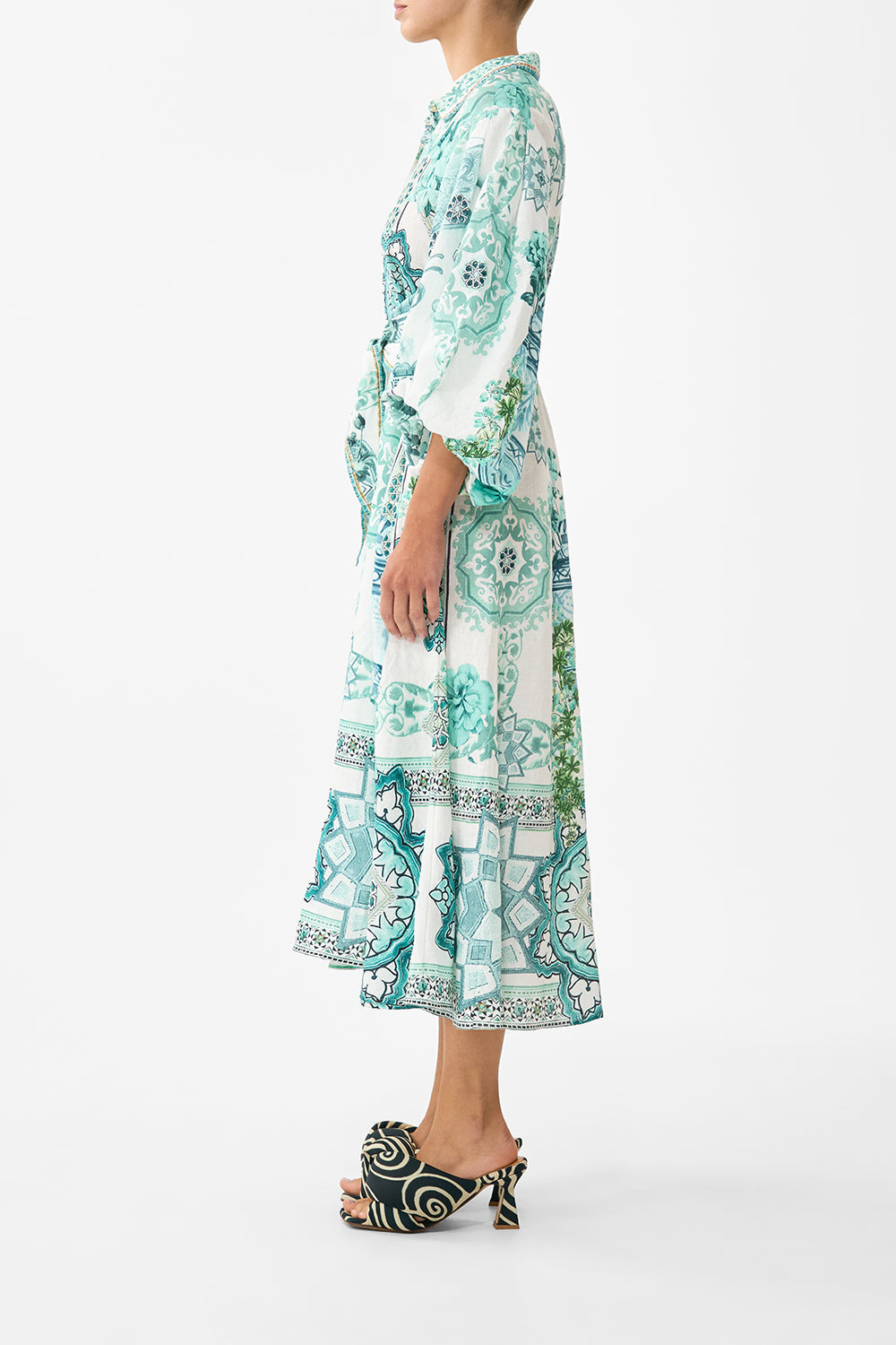 The CAMILLA BELTED MAXI SKIRT DAUGHTERS OF DUENDE in our  print.