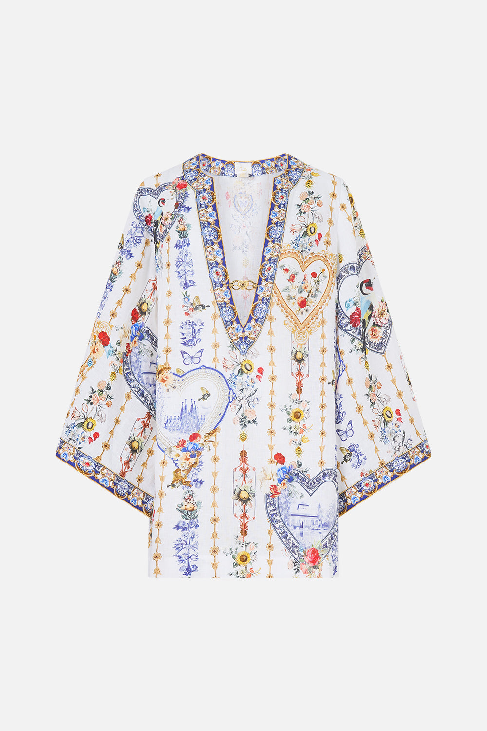 The CAMILLA SHORT SLEEVE CABANA SHIRT THE HUM OF THE ALHAMBRA in our  print.