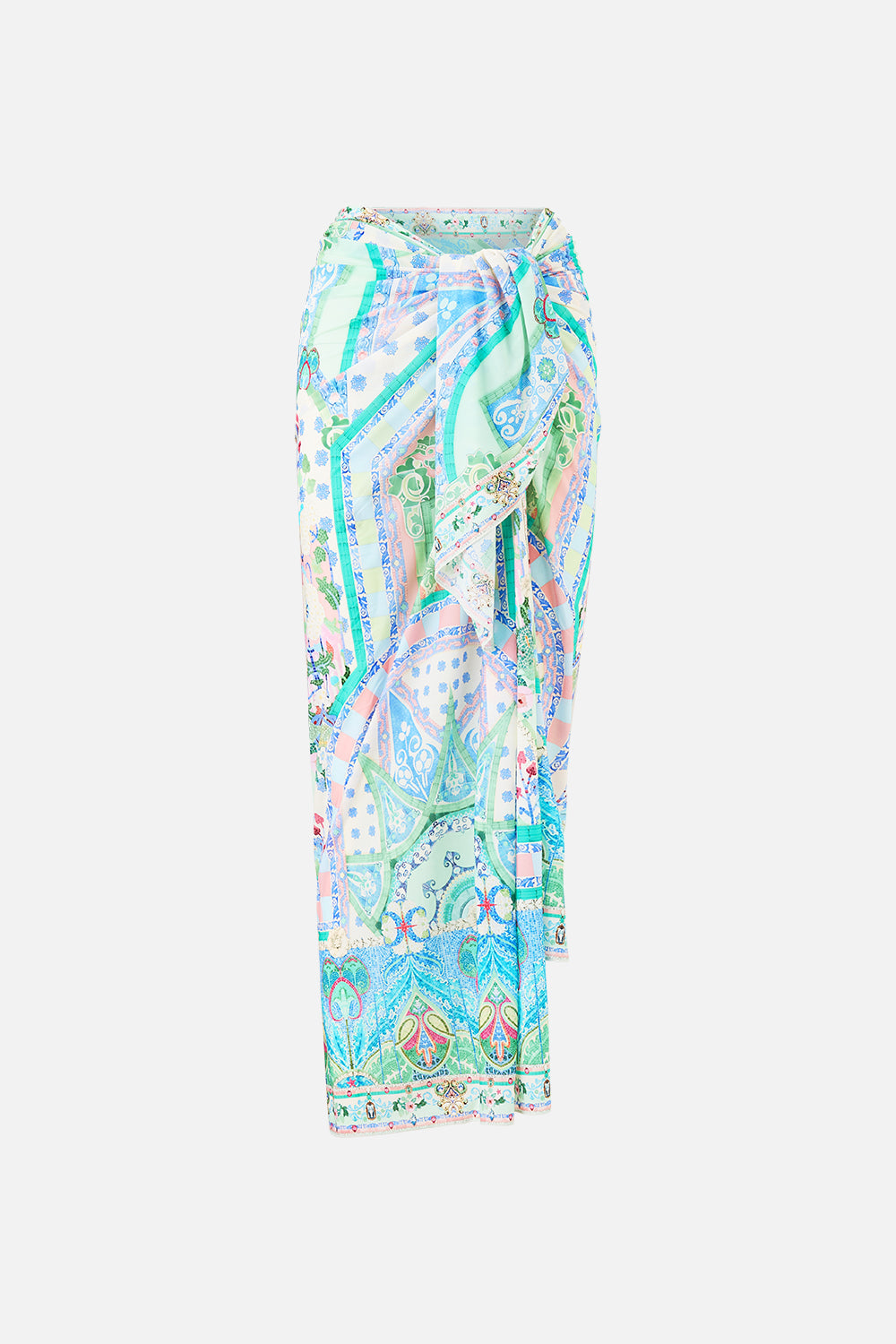 The CAMILLA SHORT ROUND NECK KAFTAN DIAL UP THE TILES in our  print.