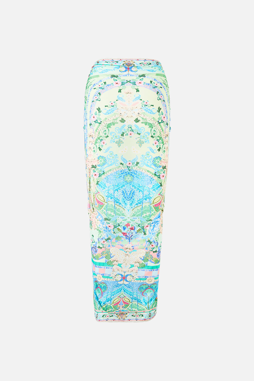 The CAMILLA SHORT ROUND NECK KAFTAN DIAL UP THE TILES in our  print.