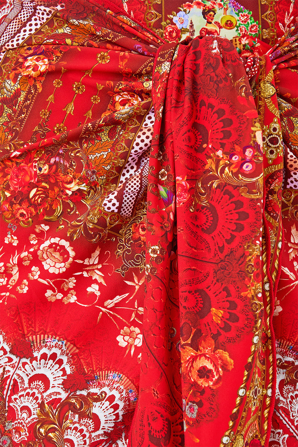 LAYERED MINI SARONG WITH ROSETTE TIE FRONT OLÉ OLÉ