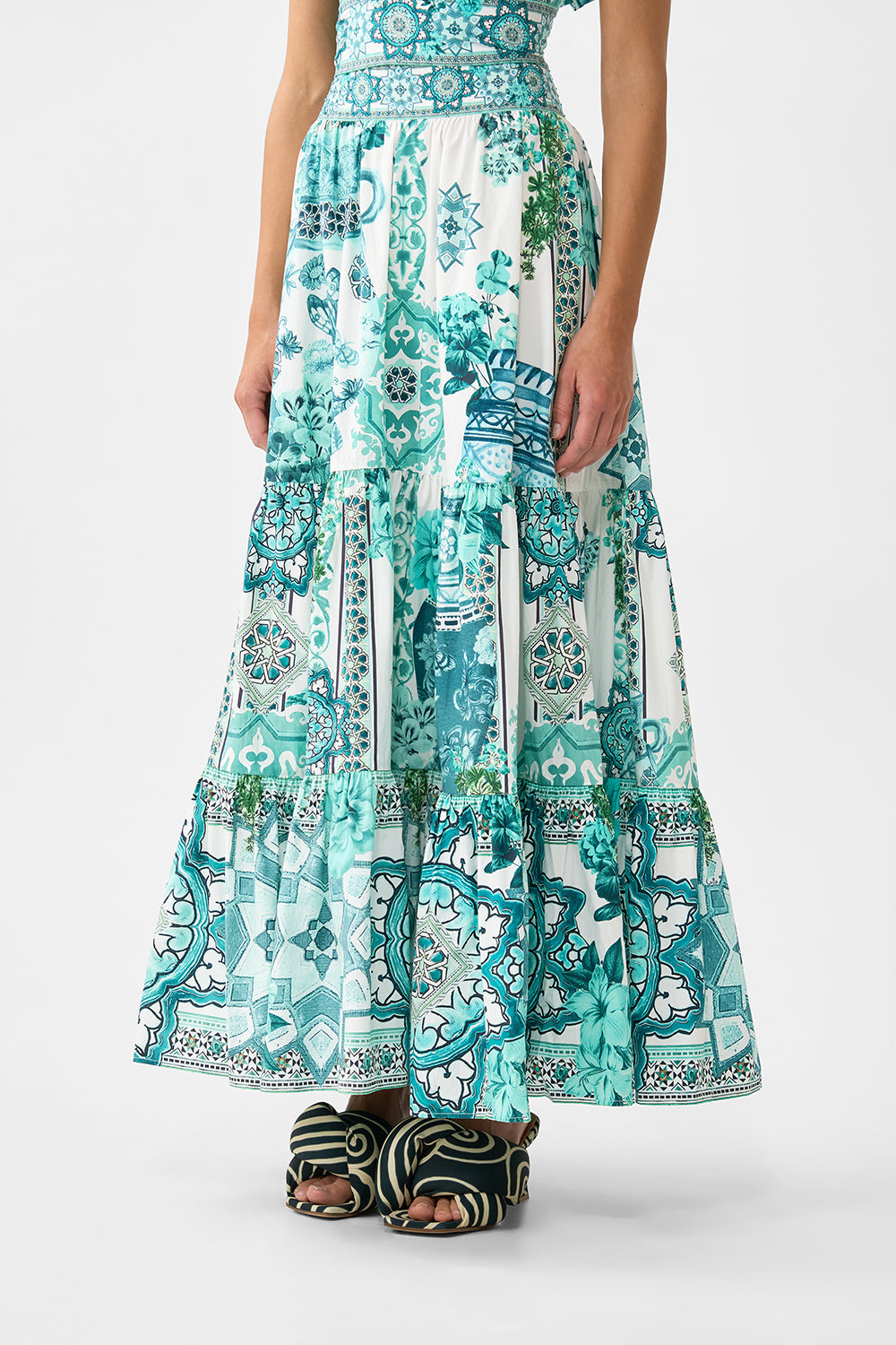 The CAMILLA CORSET WAIST WIDE LEG PANT MILLA IN SEVILLA in our  print.